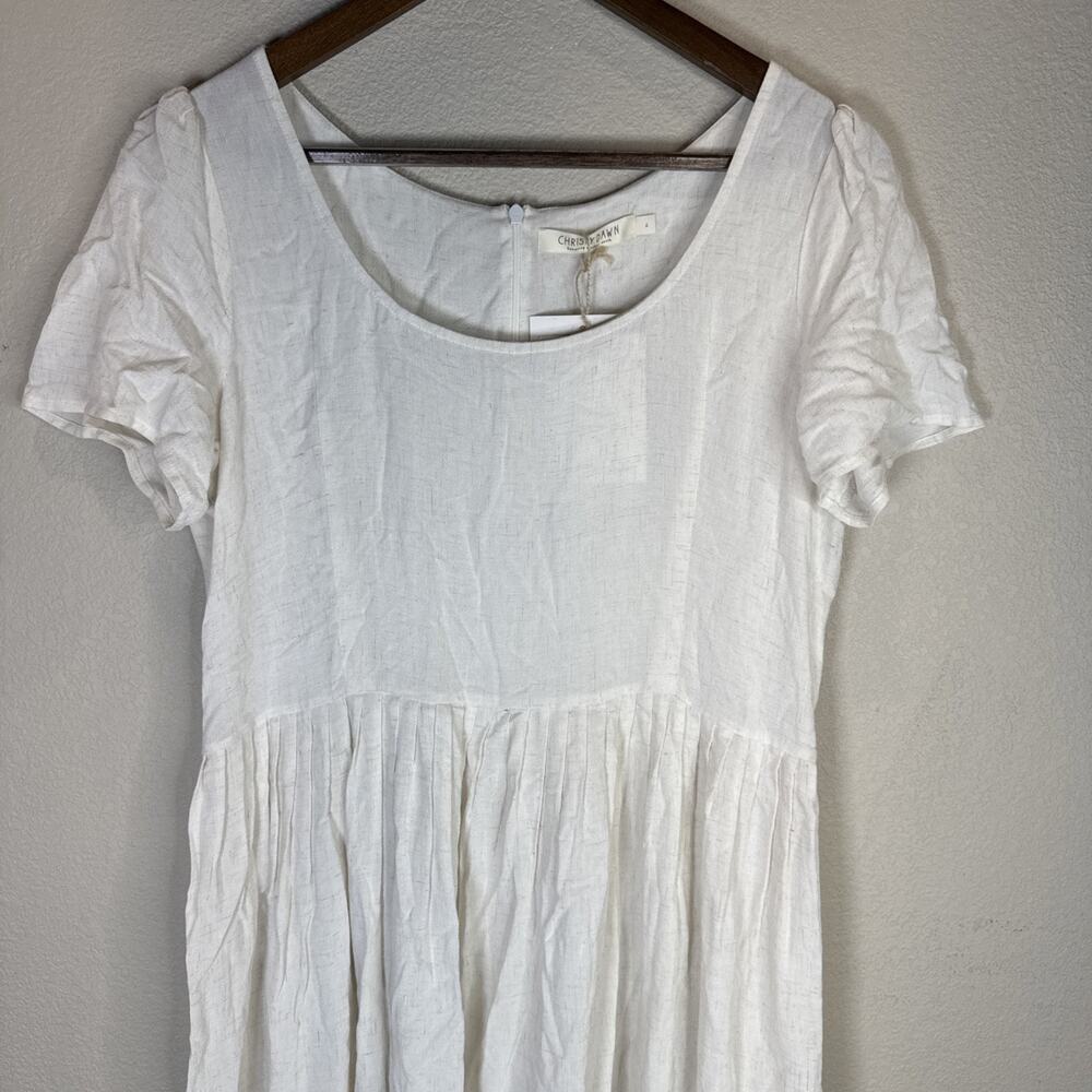 Christy Dawn Dress Women Large Scarlet Eggshell Linen Blend Cream Cottagecore - Picture 2 of 10